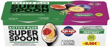 Γιαούρτι ΚΡΙ ΚΡΙ Super Spoon Active Plus σύκο δαμάσκηνο And βρώμη 2x170gr 